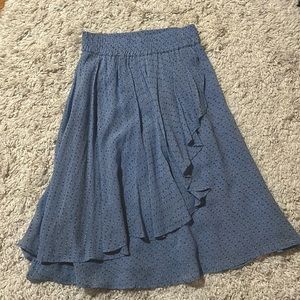 Ganni - blue floral faux wrap midi skirt